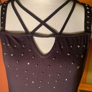 Rock and Republic Black Studded Strappy Top Large